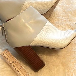 White & Grey Peep Toe Booties - Size 7